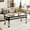 Black + Silver + Coffee Table, variant on Noble House Black and Silver Mirrored Coffee Table with Vintage Carved Wood Base, Rectangular Glass Center Table for Living Room, Black+Silver
