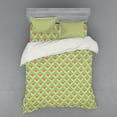thumbnail image 2 of Ambesonne Abstract Bedding Set 3 Pcs, Vivid Rhombus Pattern Line, Twin XL, Pale Green Orange, 2 of 3