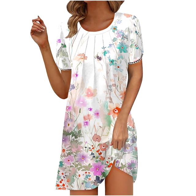 Vestido de verano Puntoco informal estampado Rosa XXXXXL
