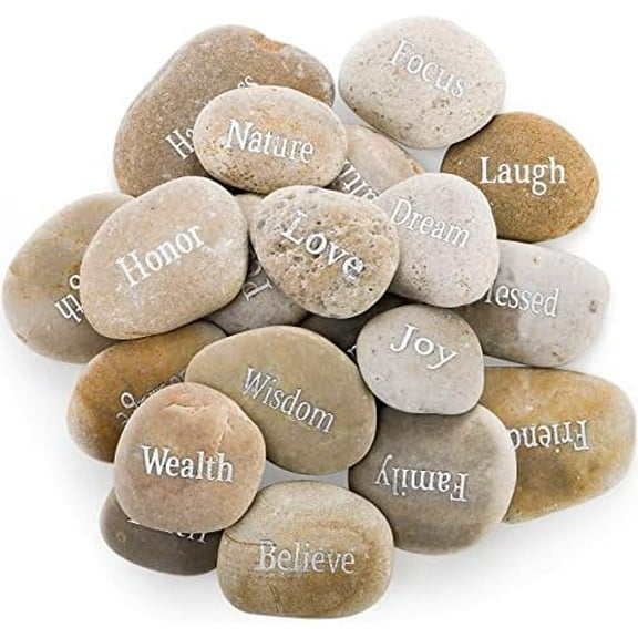 20 Pack Engraved Inspirational Stones with Words, 2-3 Inch Motivational Prayer Stones, Encouragement Gratitude Rocks Gift for Friends Family Birthday Easter, Zen Room Decor