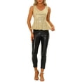 thumbnail image 2 of INSPIRAR CHIC Top sin mangas con escote en V y peplum de lentejuelas dorado M, 2 of 6