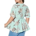 thumbnail image 2 of Women's Plus Size Blouses Summer Casual Floral Tunic Tops Sexy V Neck Short Sleeve Shirts, 2 of 3