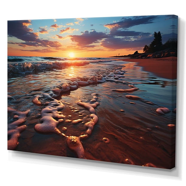 Designart Large Beach Wall Art, Scenic Sunset Beach I , coastal