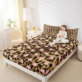 thumbnail image 4 of Feelyou Pink Stars Plum Bed Sheets, Modern Cheetah Print King Sheets, 4 Pieces, 4 of 7