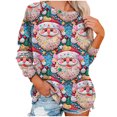 thumbnail image 5 of BiZtdJrK Ofertas Flash Womens Long Sleeve Christmas Shirts Funny Cute 3D Print Pullover Sweatshirts Casual Crewneck Plus Size Fall Tops Light Blue 4XL, 5 of 8