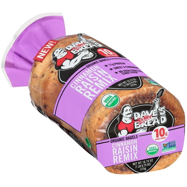 Dave's Killer Bread Cinnamon Raisin Remix Organic Bagels, 16.75 Oz., 5 Ct, Shelf-Stable (Pack of 4)