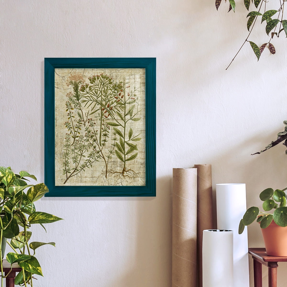 Garden Verses I -Framed Print w/glass-Ocean Blue