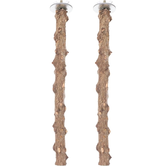 2pcs Natural Parrot Perch Stand Wood Chew Stick with Paw Grinding for Bird Cage