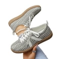 thumbnail image 3 of HTHLVMD Woven Lace Up Sneakers, Linen Casual Shoes, Women Classic Retro Gum Sole Fashion Sneakers Casual Tennis Skate Shoe Genuine Leather Walking Footwear Anti Slip Trainers, Black 7.5, 3 of 5