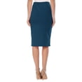 thumbnail image 3 of Women's Casual Elastic Band High Waist Stretch Office Work Solid Midi Skirt, 3 of 6