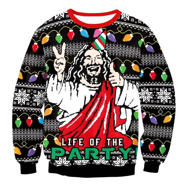 Jerseys navideños para hombres, suéter de cuello redondo con estampado 3D de reno, ropa superior para pareja, sudaderas de fiesta navideña