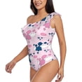 thumbnail image 3 of Yiaed Cartoon Poodle Dog Print Women One Piece Swimsuits Tummy Control One Shoulder Bathing Suits Pattern Ruffle Swimwear-Small, 3 of 8