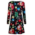 thumbnail image 2 of Womens Christmas Dresses Long Sleeve Casual V-Neck Cocktail Floral Dresses Party A Line Xmas Midi Party Holiday Swing Dress, 2 of 9