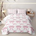thumbnail image 2 of Erosebridal Pink Bow Silhouettes Bed Spread Queen,Ribbon Coquette Bowtie Queen Coverlet Set For Girls,3pcs, 2 of 7