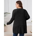 thumbnail image 4 of Cogild Plus Size Women's Long Black Brushed Knit Cardigan – Button-Up Outerwear with Front Pockets XL~5XL, 4 of 8