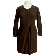 Women's Plus Belted Henley Sweater Dress
