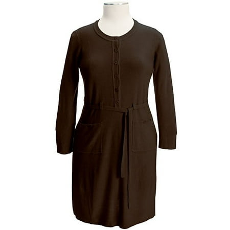 Women's Plus Belted Henley Sweater Dress