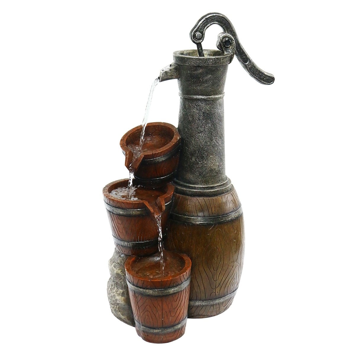 Alpine Corporation ZEN403S Tall Vintage Barrel Water Pump with Buckets Fountain, 9" x... by Alpine