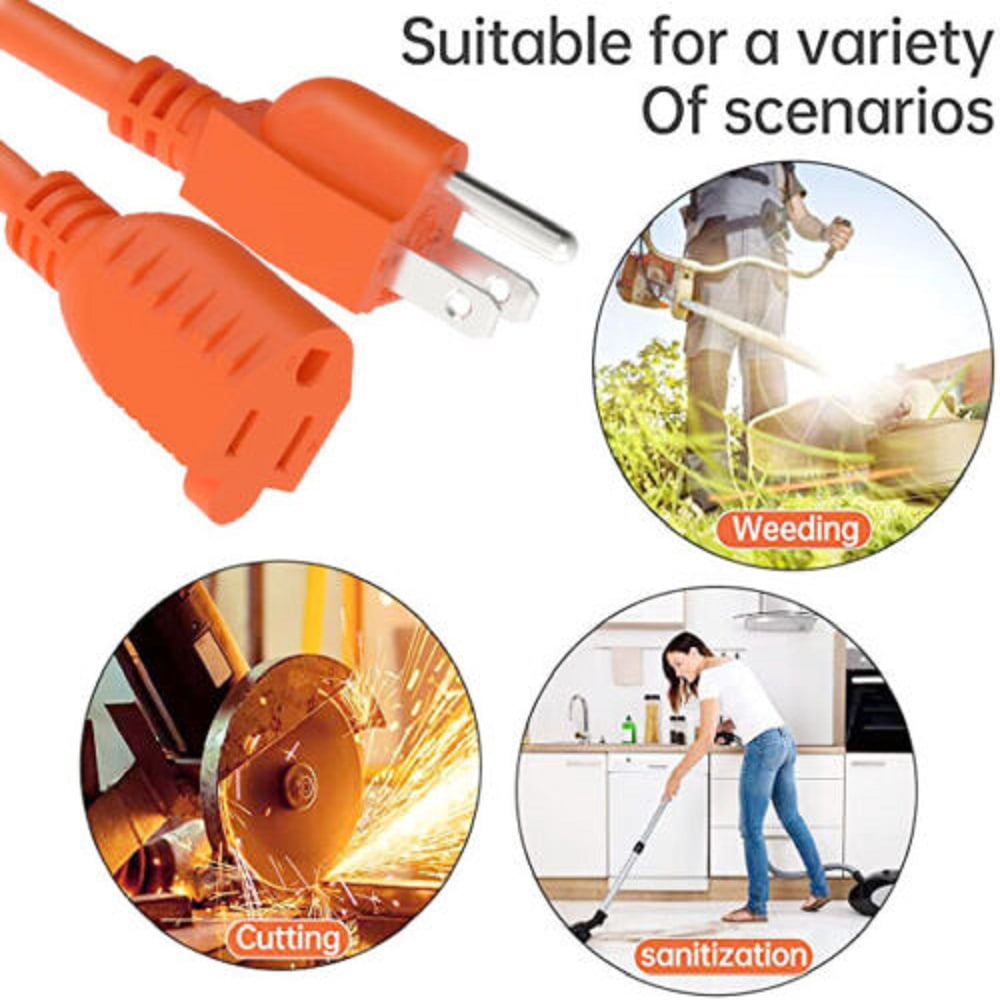 New 25 Foot Heavy Duty Outdoor/Indoor Extension Cord 16/3 Orange USA, 25 FT
