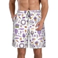 thumbnail image 2 of Uemuo Lavender Flowers Pattern Men's Swim Trunks Hawaiian Beach Bathing Suit Swimsuits Beach Quick-Dry Shorts with Pockets-, 2 of 9
