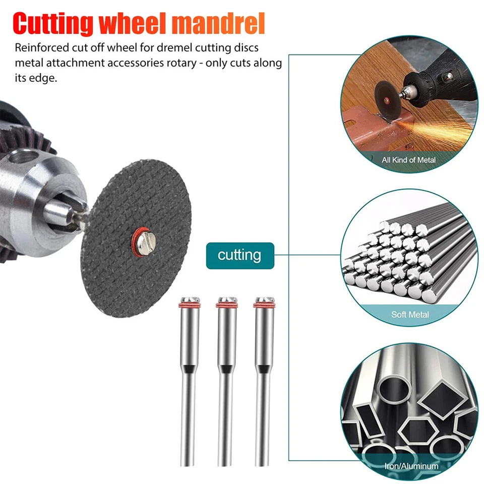 Zyler - 106 Fiberglass Metal Cut Off Wheel Rotary Disc W/6Pcs 1/8" Mandrel For Dremel Us