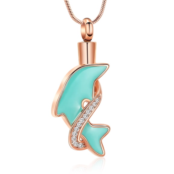 Cremation Jewelry Dolphin Urn Necklace for Ashes for Women Ashes Urn Locket Pendant Memorial Ashes Keepsake Necklace