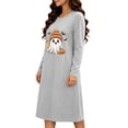 thumbnail image 4 of Taqqpue Womens Sleepshirt Long Sleeve Crew Neck Cotton Nightgown Halloween Graveyard Print Oversized Knee Length Casual Pullover Lightweight Sleep Gown for Women All Plus Sizes, 4 of 6