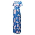 thumbnail image 3 of Dezsed Long Maternity Dresses Women Casual Plus Size Pregnancy Dress V-neck Short-sleeved Belt Printed Maxi Maternity Dress For Women, 3 of 6