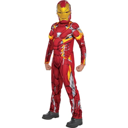 Captain America: Civil War Iron Man Muscle Costume for Boys, Size Small, Padded