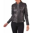 thumbnail image 2 of New Womens Genuine Black Lambskin Leather Jacket Biker Stylish Motorcycle Soft Jacket W309, 2 of 4