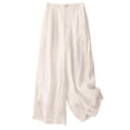 thumbnail image 5 of Women's Spring Summer Embroidered Wide Leg Pants Cotton Linen High Waist, 5 of 6