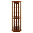 thumbnail image 5 of Miniyam 6 Shelf Corner Curio Display Cabinet with Lights, Glass Doors, Oak, 5 of 6