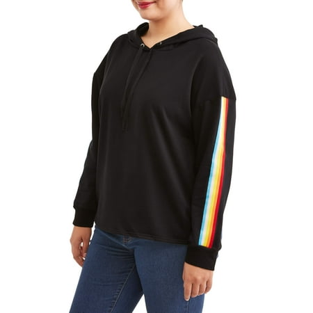 - Juniors' Plus Size Size Striped Hoodie