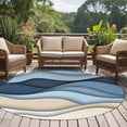 thumbnail image 5 of Blue Beige Ombre Round Area Rug 5 FT, Non Slip Bedroom Area Rug, Geometric Abstract Modern Moire Washable Soft Circular Carpet Non-Shedding Floor Mat for Kitchen Dining Room Foyer Balcony Dorm, 5 of 9
