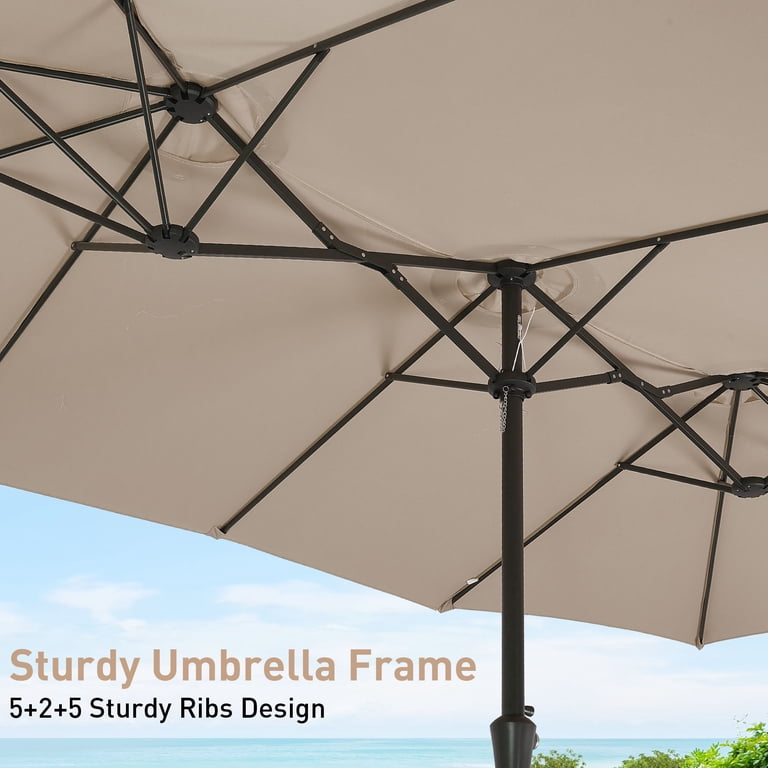 Autlaycil 15ft Rectangle Patio Umbrella with Base, Beige photo 4
