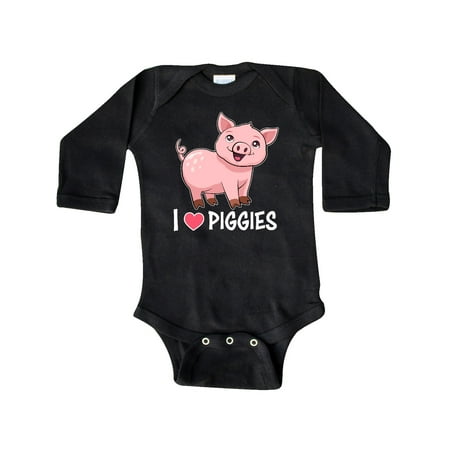 

Inktastic I Love Piggies- cute pig Gift Baby Boy or Baby Girl Long Sleeve Bodysuit