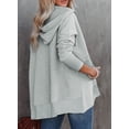 thumbnail image 2 of Sidefeel Sweatshirts for Women V Neck Buttoned Long Sleeve Pullover Tops Ribbed Hoodies with Pockets, 2 of 7