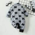 thumbnail image 4 of IROINID Savings Baby Bodysuit Long Sleeve Newborn Baby Spring Fall Boys Clothes Color Matching Button Rompers,Black, 4 of 4