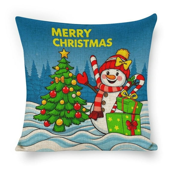 Festive Christmas Snowman Linen toss pillowcase decoration pillowcase gifting preferred 18x18 inch cushion cover sofa pillowcase sofa bedroom living room car