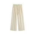 thumbnail image 4 of TrendOFT Lightweight Wide Leg Cropped Pants for Women High Waisted Loose Casual Travel Work Sweatpants Fall Sweat Lounge Pants Beige XL, 4 of 4