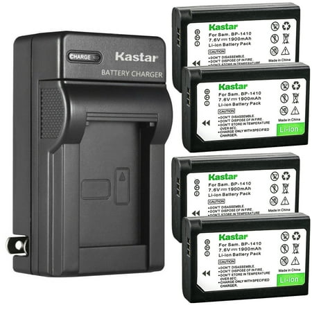 Kastar 4-Pack Battery and AC Wall Charger Replacement for Samsung BP-1410 BP1410 ED-BP1410 Battery Samsung NX30 EV-NX30ZZBGBUS WB2200 Digimax WB2200 WB2200BMBCL WB2200F Digimax WB2200F Camera
