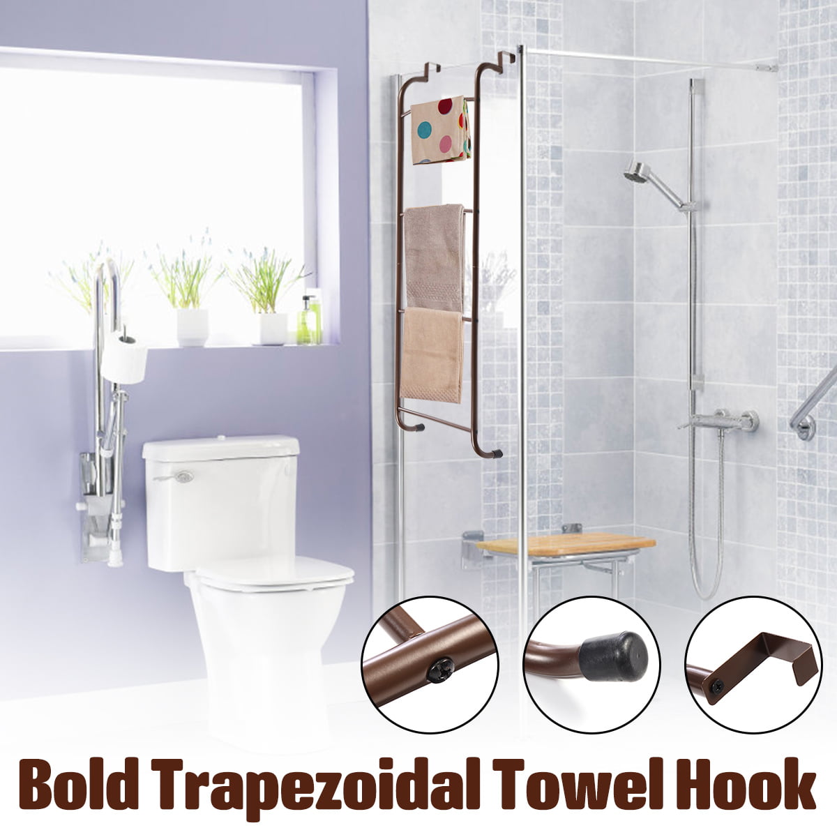 Over the Door Towel RackBathroom or Shower Door Home Basics 4Tier Iron Over the Door Towel