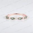 thumbnail image 3 of STERLING MINIMALIST Natural Moss Aagte Engagement Band, Half - Eternity Sterling Silver Ring, Green Gemstone Diamond Ring, Promise Birthday Gift, 3 of 5