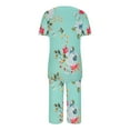 thumbnail image 3 of vigerkar Womens Pajama Sets Short Sleeve Top and Capri Pants 2 Piece Lounge Sets Summer Ladies Pjs Sets with Pockets Pj Loungewear Mint Green, S, 3 of 4