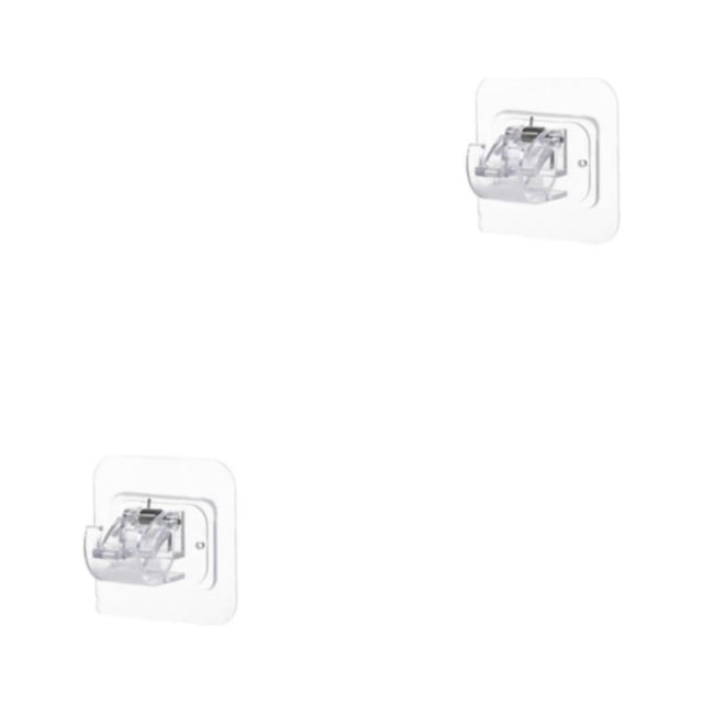 Ounissouiy Clip de barra de cortina de ventana autoadhesiva para el hogar, barra de toalla sin pinchazos para sala de estar, abrazadera de 1pc transparente 2Conjunto