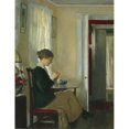 thumbnail image 2 of Edmund Charles Tarbell 19x24 Gold Ornate Framed and Double Matted Museum Art Print Titled - Josephine Knitting (1916), 2 of 4
