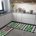 thumbnail image 2 of Christmas Kitchen Rugs and Mats Set of 2,Buffalo Plaid Merry Christmas Tree Holly Kitchen Mat,Xmas Winter Holiday Non Slip Low-Profile Sink Mat Decorations for Home Kitchen 18x48+18x30 Inches, 2 of 6
