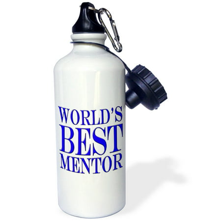 3dRose Worlds best mentor. Blue., Sports Water Bottle,
