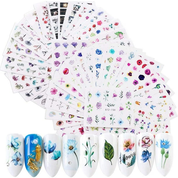 Maoww Nail Art Stickers Water Transfer Nail Decals Flower Plants Nail
