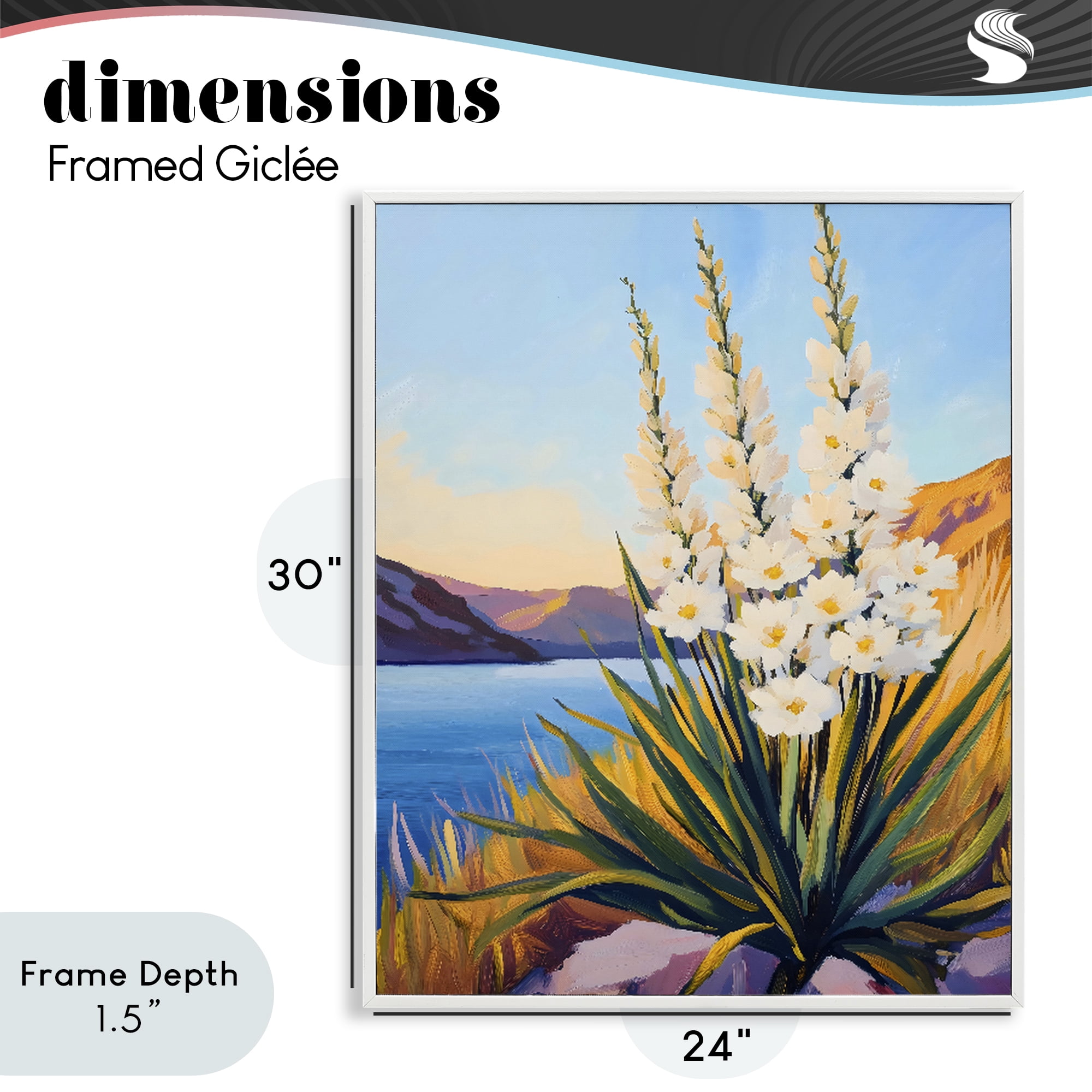 Stupell Industries Yucca in Bloom By The Lake White Framed Giclee Art, design by The Prints Vibe